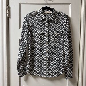 Tory Burch Black and White Geometric Women’s Blouse Size 2